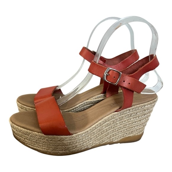 Apaseart Espadrilles Women's Wedge Shoes Size 39 Dark Orange Leather - Picture 2 of 7